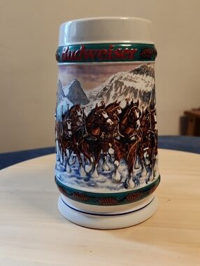 Vintage 1993 Budweiser  Holiday "Special Delivery" Stein By Nora Koerber.